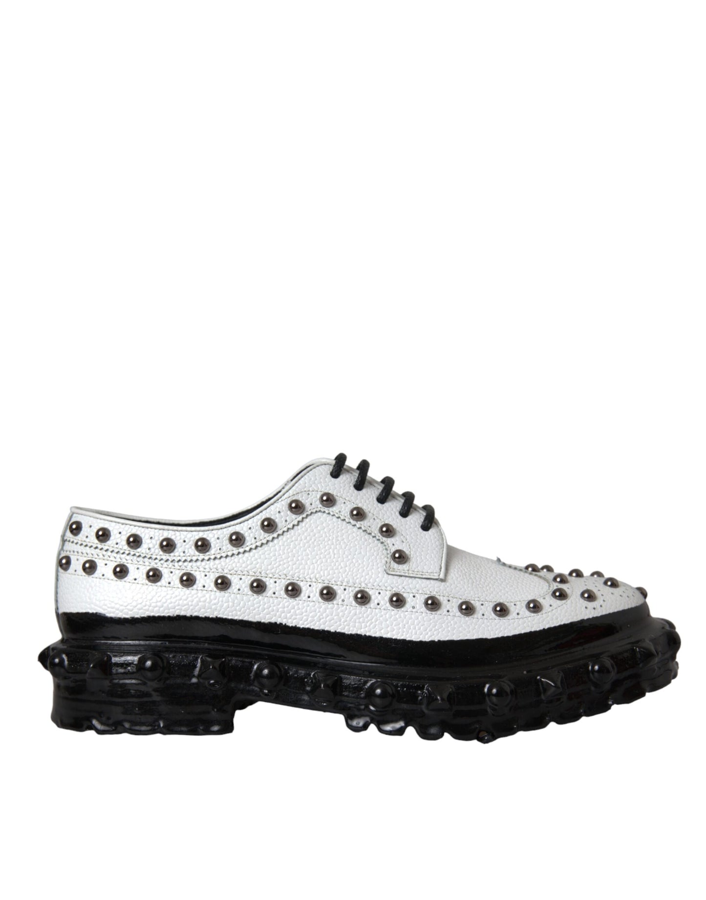 Black White Embellished Derby Formal Shoes