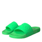 Green Leather Slides Sandals Beachwear Shoes