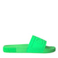 Green Leather Slides Sandals Beachwear Shoes