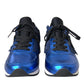 Blue Black Calf Hair Leather Sneakers Shoes