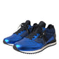 Blue Black Calf Hair Leather Sneakers Shoes