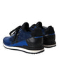 Blue Black Calf Hair Leather Sneakers Shoes