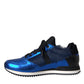 Blue Black Calf Hair Leather Sneakers Shoes