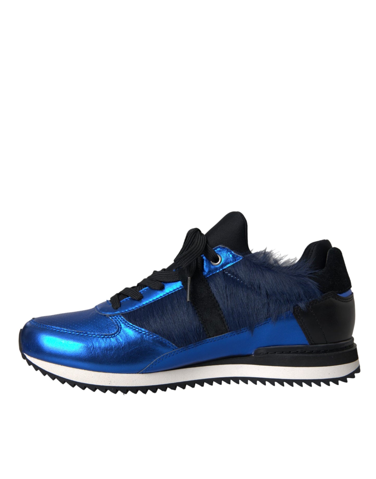 Blaue schwarze Sneakers aus Kalbshaarleder