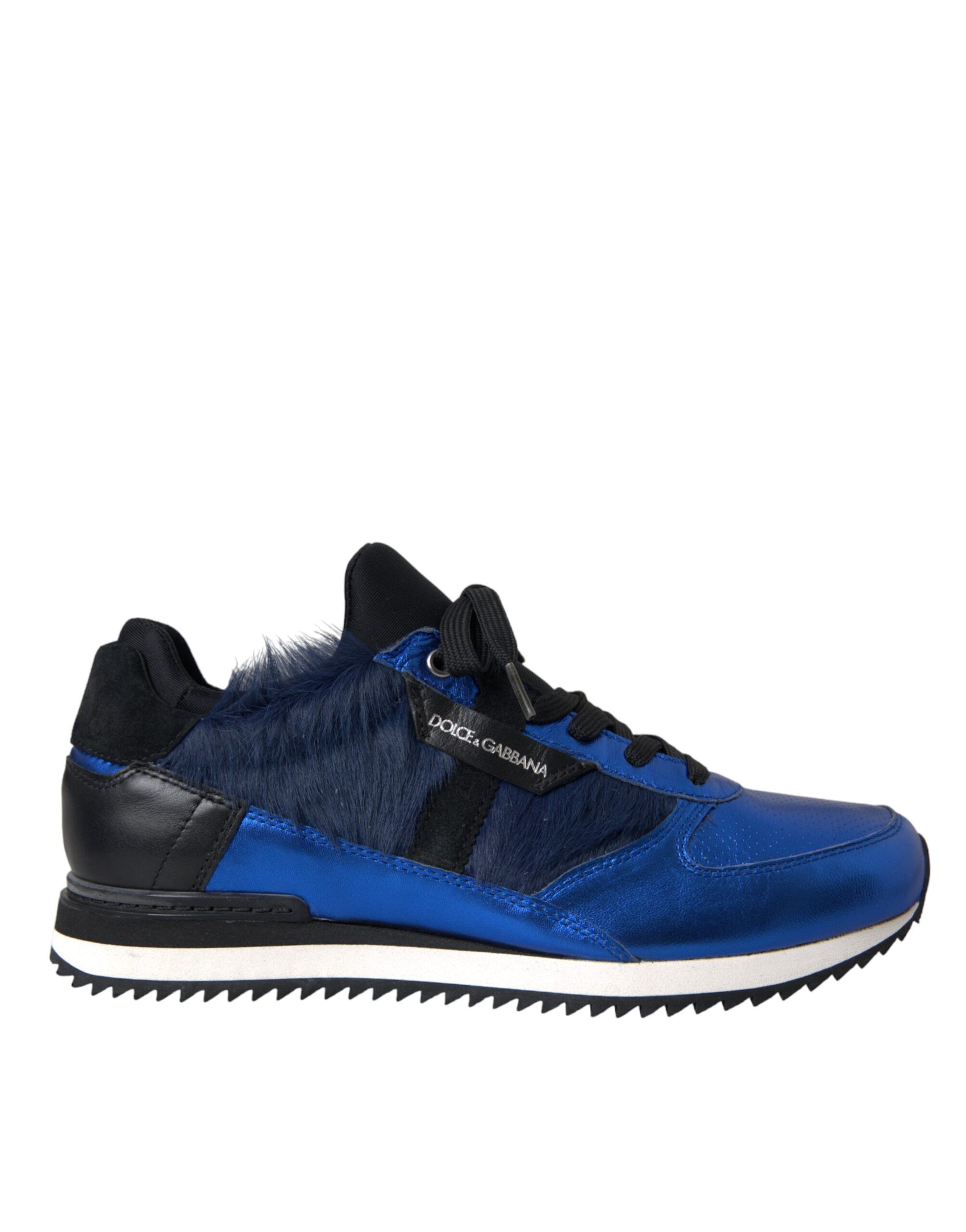 Scarpe da ginnastica in pelle di vitello blu e nero