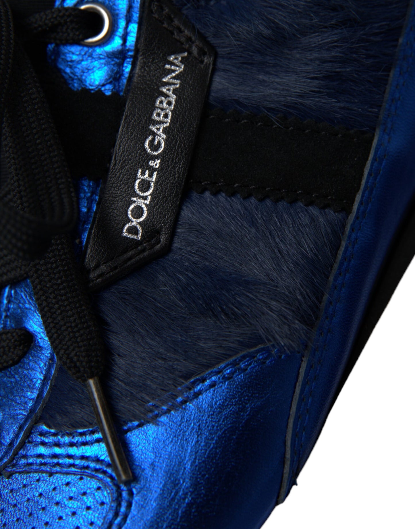 Blaue schwarze Sneakers aus Kalbshaarleder