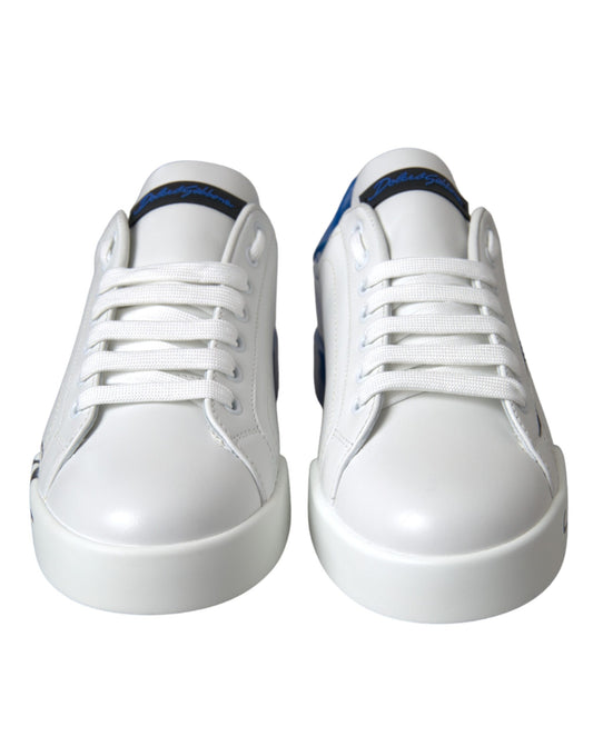 Scarpe da ginnastica basse con logo in pelle blu bianco