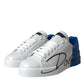 Scarpe da ginnastica basse con logo in pelle blu bianco