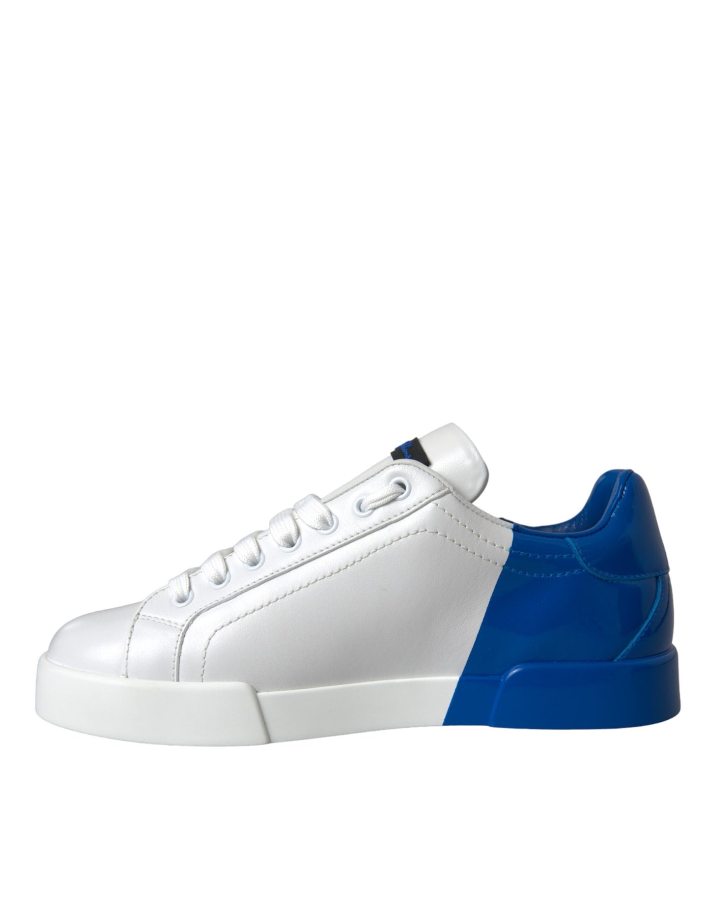 Scarpe da ginnastica basse con logo in pelle blu bianco