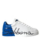 Scarpe da ginnastica basse con logo in pelle blu bianco