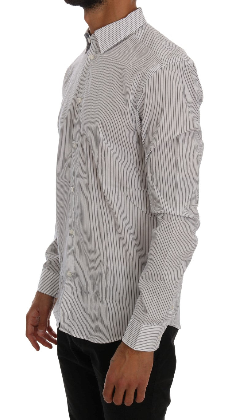 Elegante camicia casual a righe bianche e blu