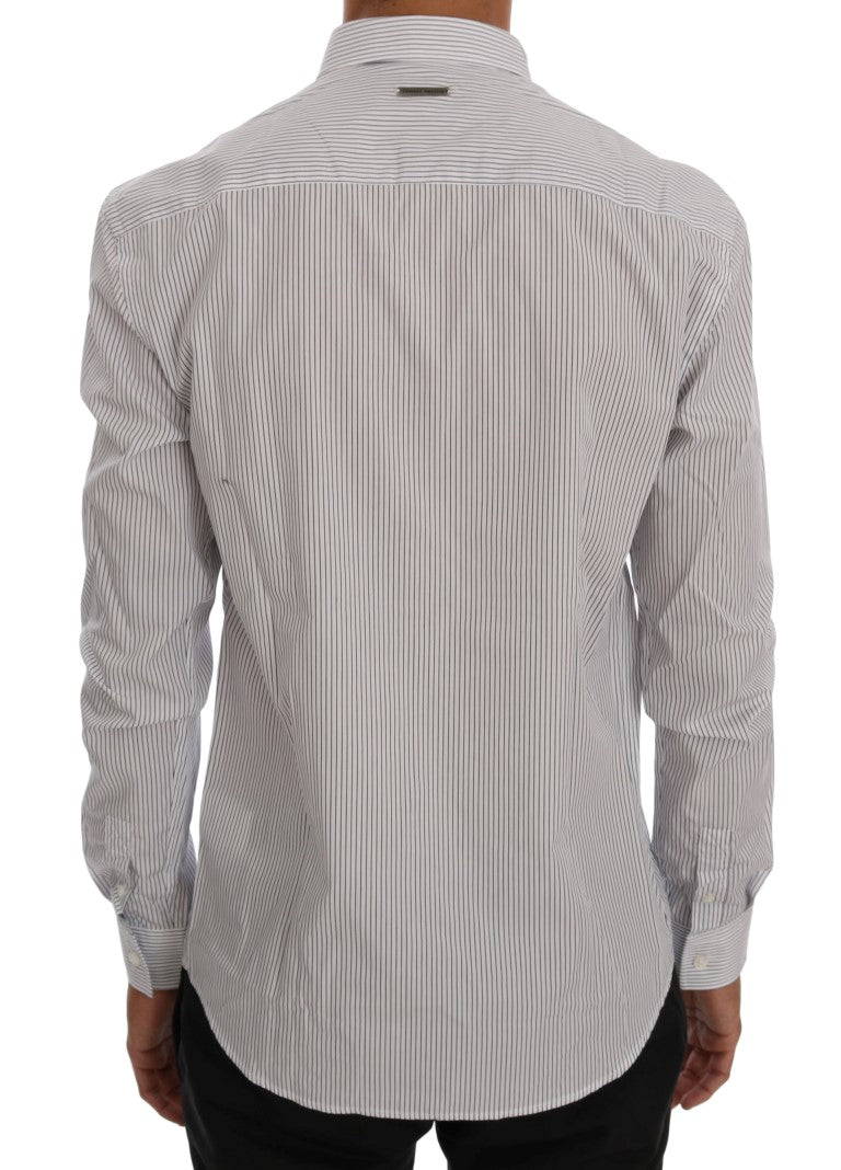 Elegante camicia casual a righe bianche e blu