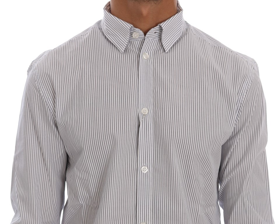 Elegante camicia casual a righe bianche e blu