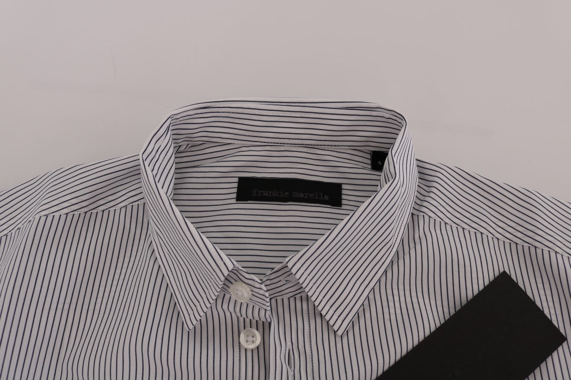 Elegante camicia casual a righe bianche e blu