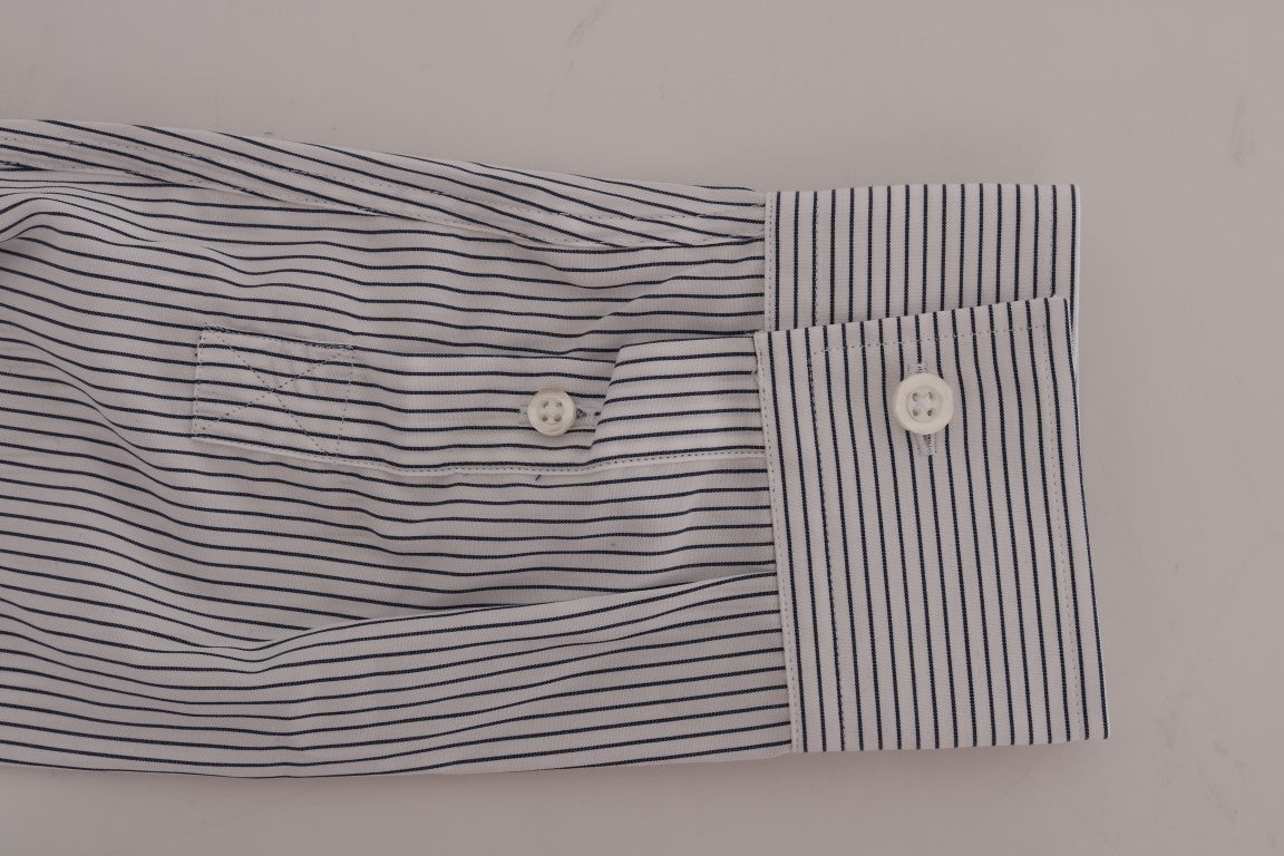 Elegante camicia casual a righe bianche e blu