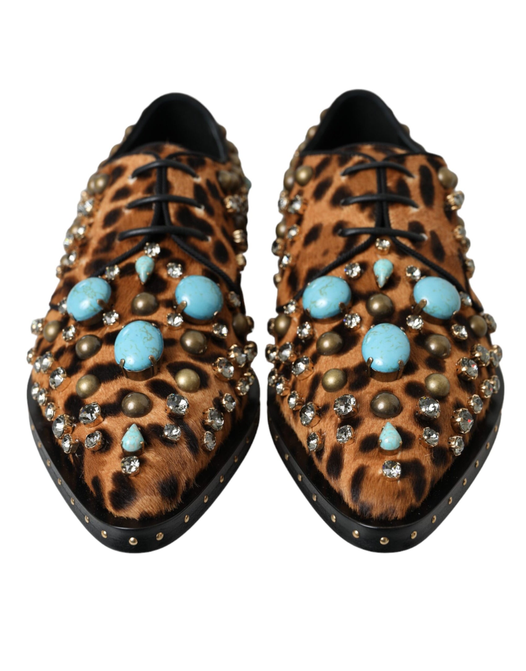 Braunes Leopardenhaar Kristallkleid Broque Schuhe