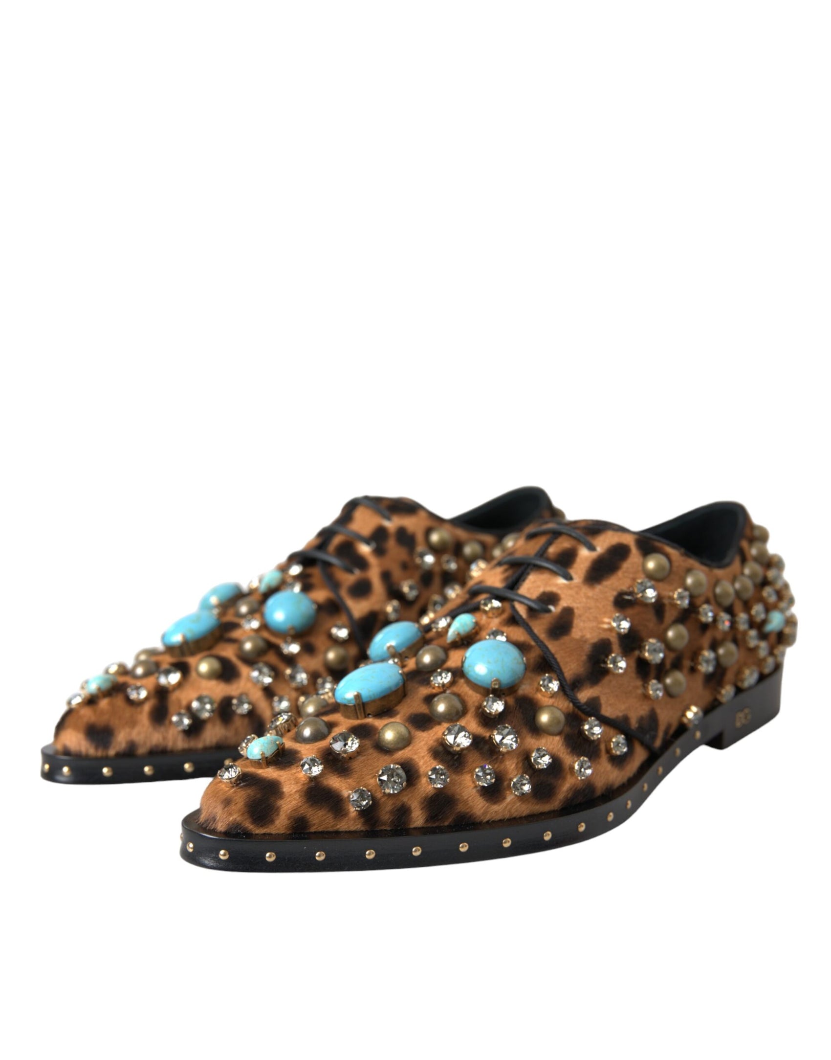 Braunes Leopardenhaar Kristallkleid Broque Schuhe