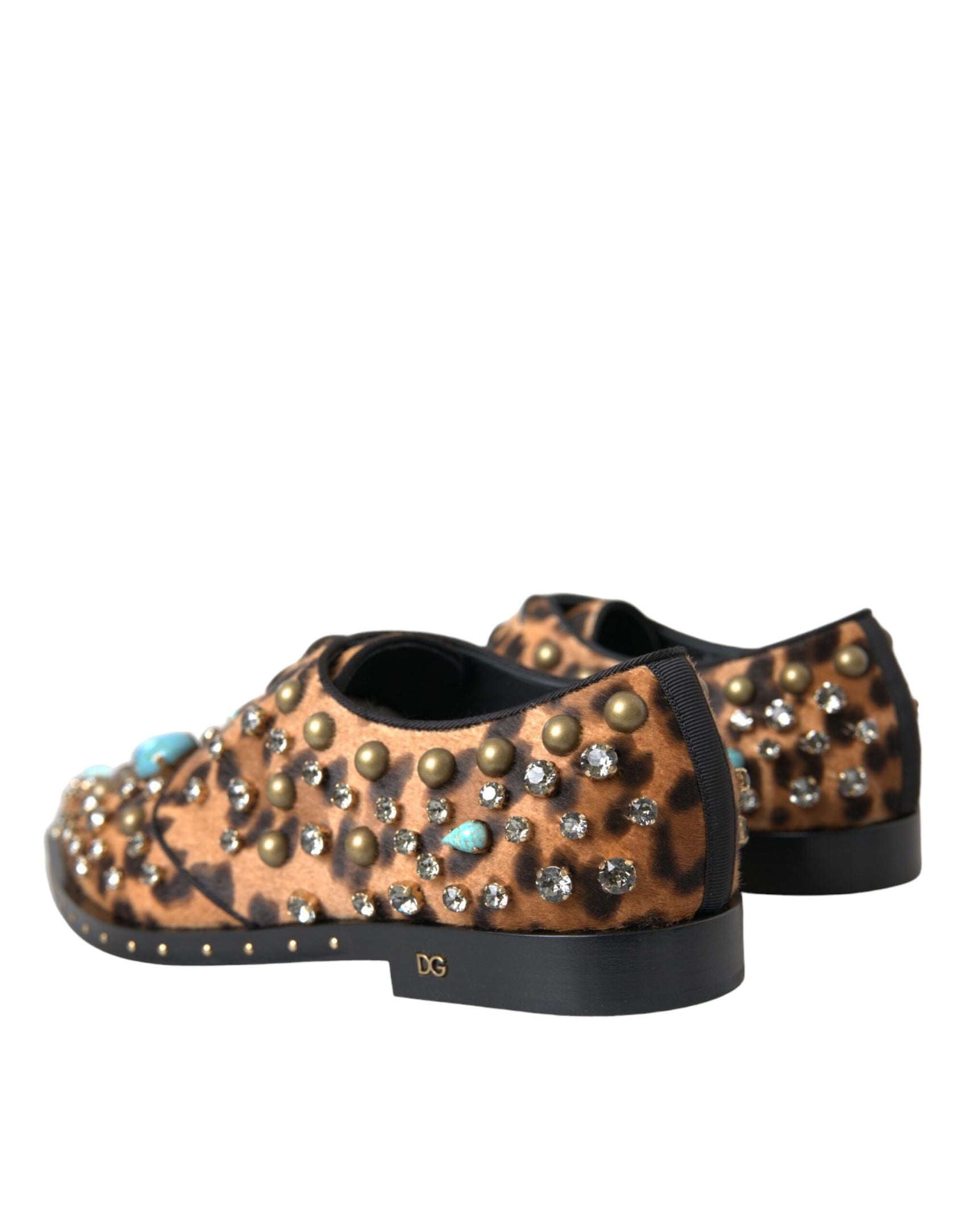 Braunes Leopardenhaar Kristallkleid Broque Schuhe