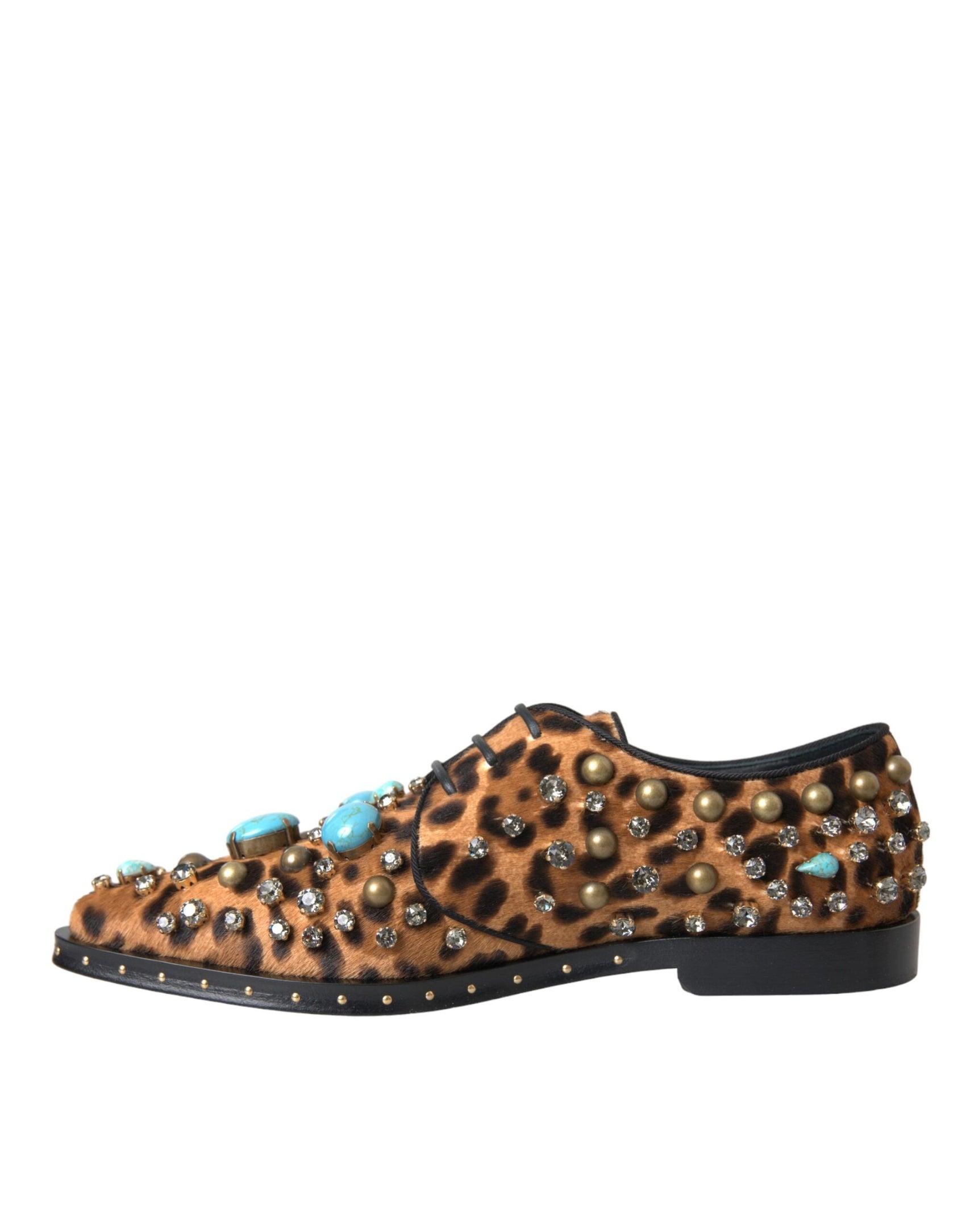 Braunes Leopardenhaar Kristallkleid Broque Schuhe