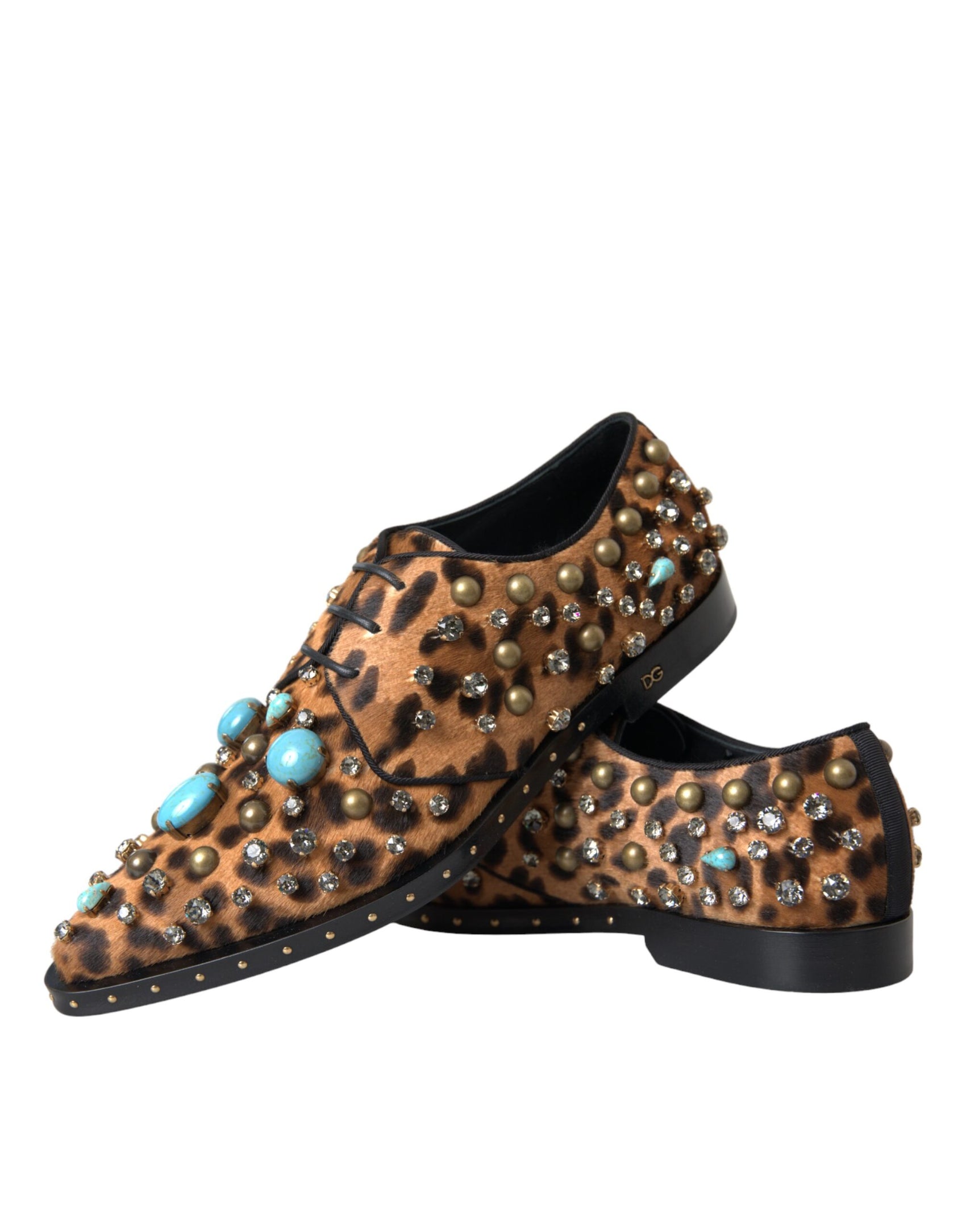 Braunes Leopardenhaar Kristallkleid Broque Schuhe