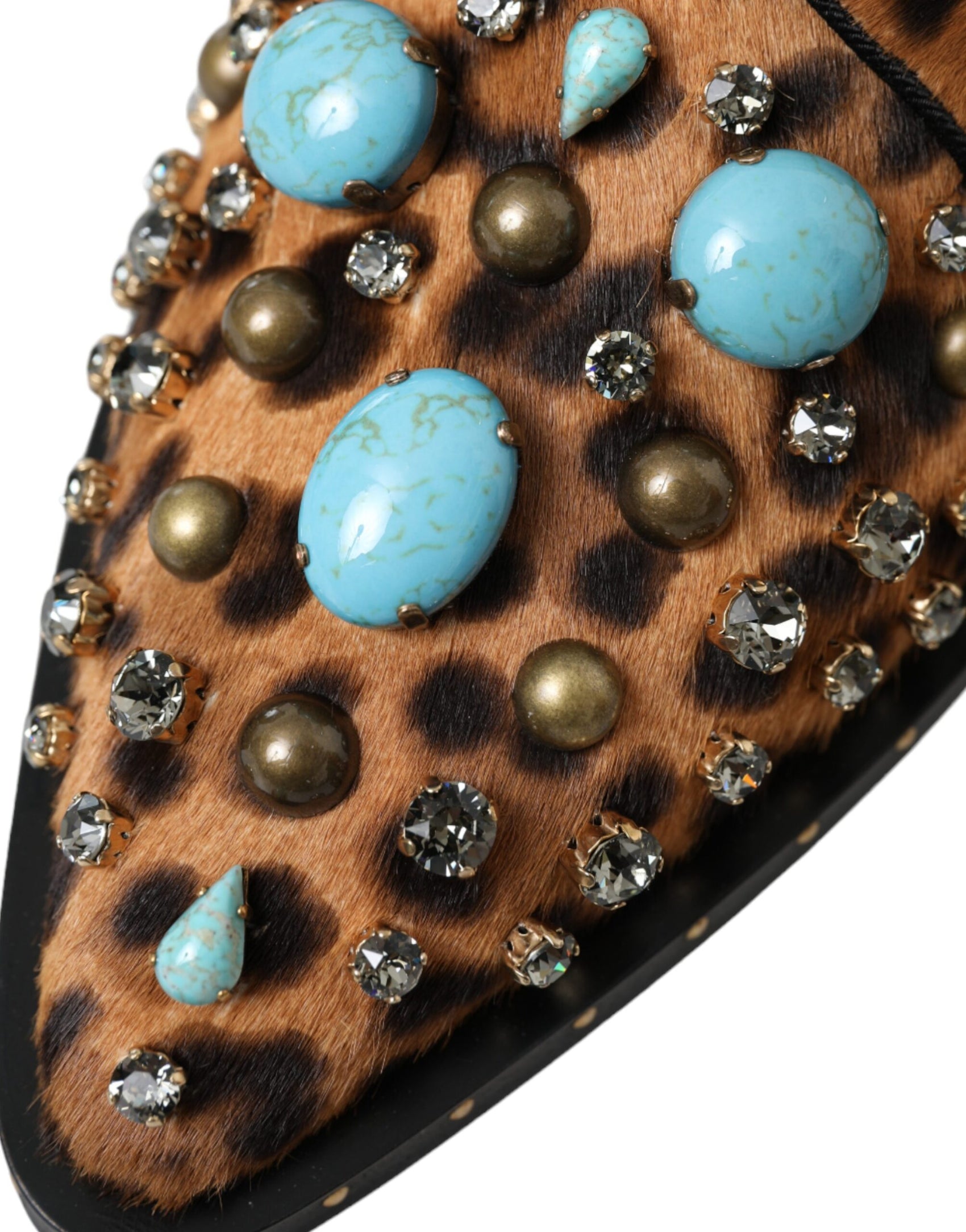 Braunes Leopardenhaar Kristallkleid Broque Schuhe