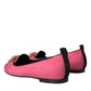 Pink Velvet Slip On Loafers Flats Shoes