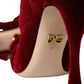 Dark Red Velvet Devotion Buckle Boots Shoes