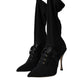 Black Stiletto Heels Mid Calf Boots Shoes