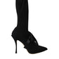 Black Stiletto Heels Mid Calf Boots Shoes