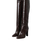 Brown Exotic Leather Heels High Boots Shoes