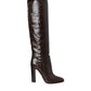 Brown Exotic Leather Heels High Boots Shoes