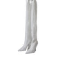 White Heels Stiletto Knee High Boots Shoes