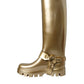 Metallic Gold Rubber PVC Rain Boots Shoes