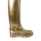 Metallic Gold Rubber PVC Rain Boots Shoes