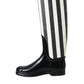 Black Rubber Knee High Flat Boots Shoes