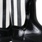 Black Rubber Knee High Flat Boots Shoes