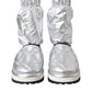 Metallic Silver Quilted Logo Patch Boot Shoes