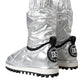 Metallic Silver Quilted Logo Patch Boot Shoes