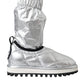 Metallic Silver Quilted Logo Patch Boot Shoes