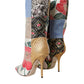 Multicolor Patchwork Print Heeled Boots Shoes