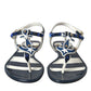 Blue Stripes Leather Studded Flats Sandals Shoes