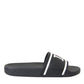 Black Leather I Love D&G Sandals Slides Shoes