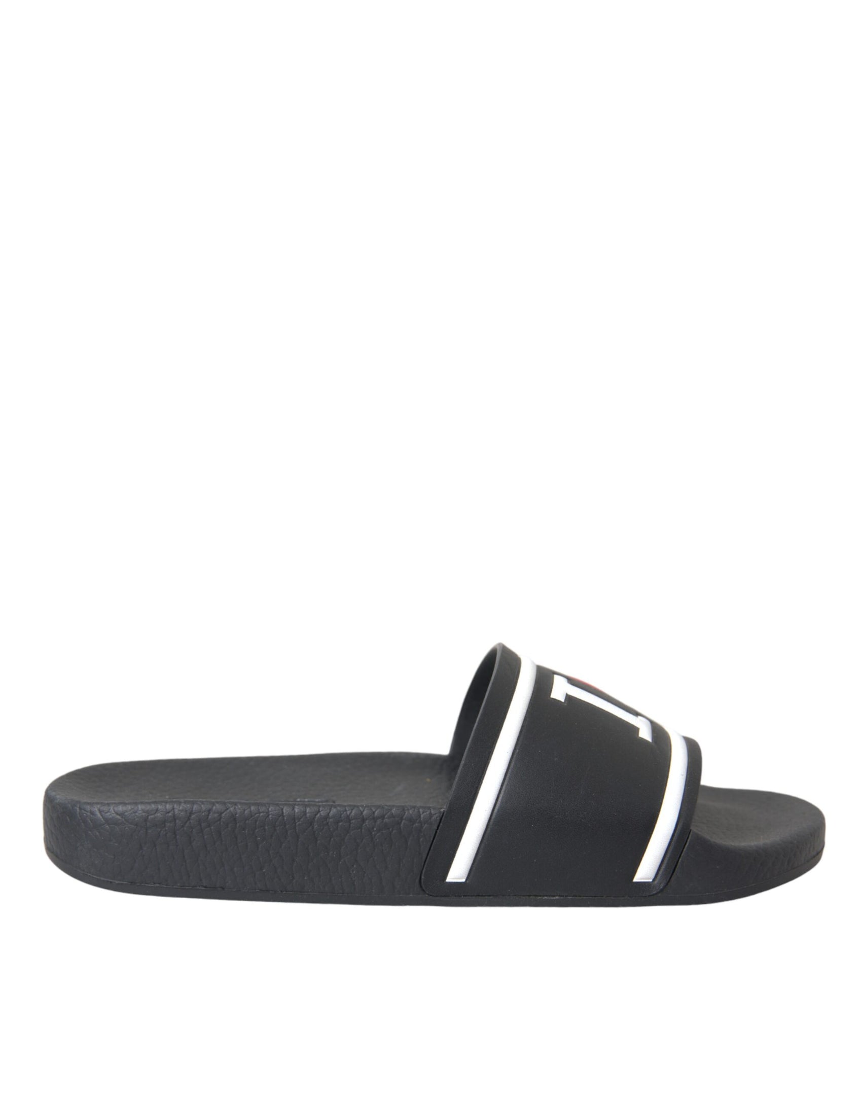 Sandali in pelle nera I Love D&amp;G Scarpe Slide