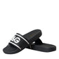 Black Leather I Love D&G Sandals Slides Shoes