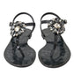 Black Crystal Flats Sandals Flip Flops Shoes