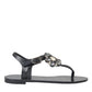 Black Crystal Flats Sandals Flip Flops Shoes