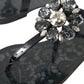 Black Crystal Flats Sandals Flip Flops Shoes