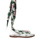 Multicolor Floral Print Ankle Wrap Sandals Shoes