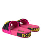 Pink Black Logo Beachwear Flats Sandals Shoes