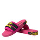 Pink Black Logo Beachwear Flats Sandals Shoes